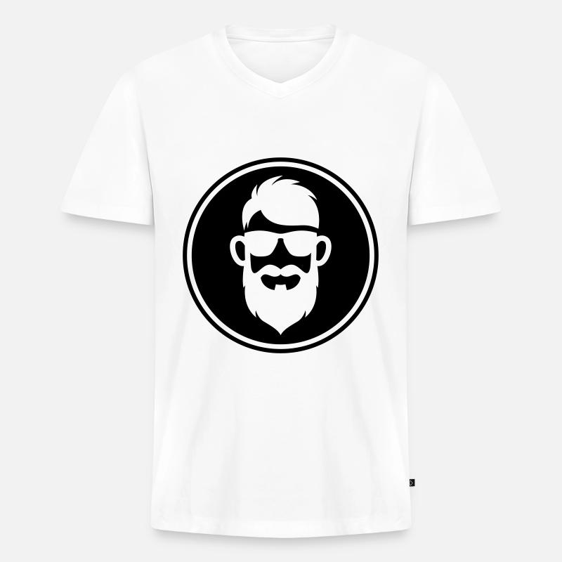 Gesicht bart symbol - Männer Premium Bio T-Shirt mit V-Ausschnitt - Weiß