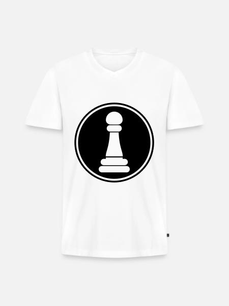 Läufer Bauer Schachfigur - Männer Premium Bio T-Shirt mit V-Ausschnitt - Weiß