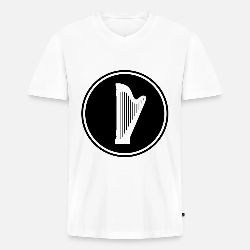 Harfe symbol - Männer Premium Bio T-Shirt mit V-Ausschnitt - Weiß
