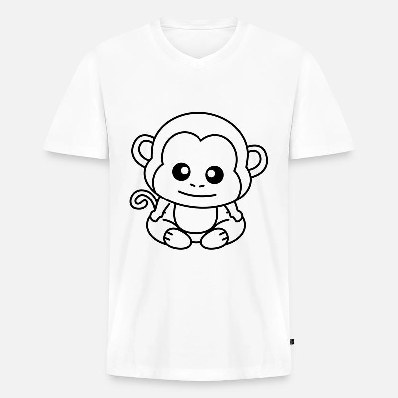 Affe Comic Tier - Männer Premium Bio T-Shirt mit V-Ausschnitt - Weiß