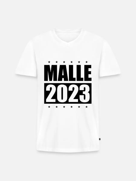 Malle 2023 - Männer Premium Bio T-Shirt mit V-Ausschnitt - Weiß