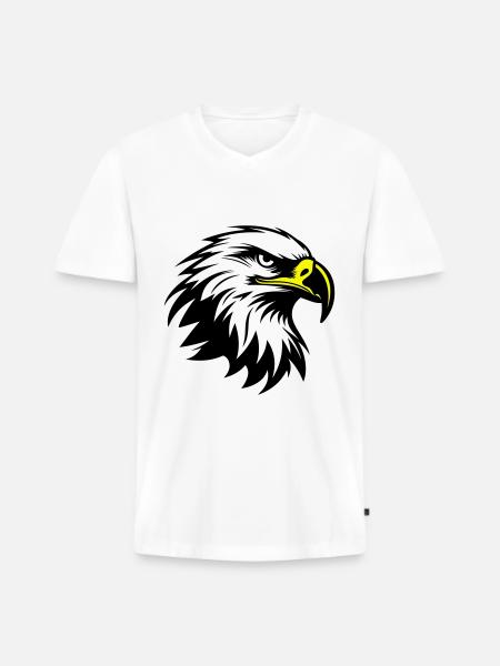 Eagle Head Silhouette - Men's Premium Organic T-shirt with V-neck - white