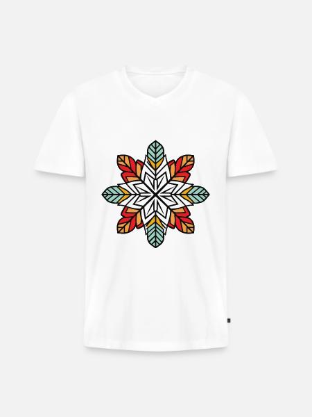 Frost Symbol Winter Flocke - Männer Premium Bio T-Shirt mit V-Ausschnitt - Weiß