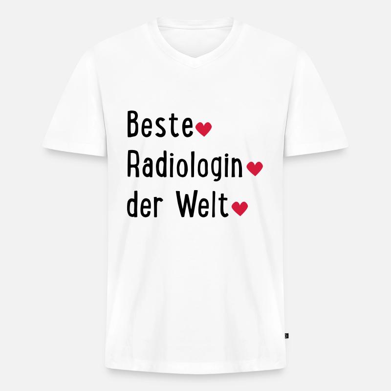 besteradiologinderwelt - Männer Premium Bio T-Shirt mit V-Ausschnitt - Weiß
