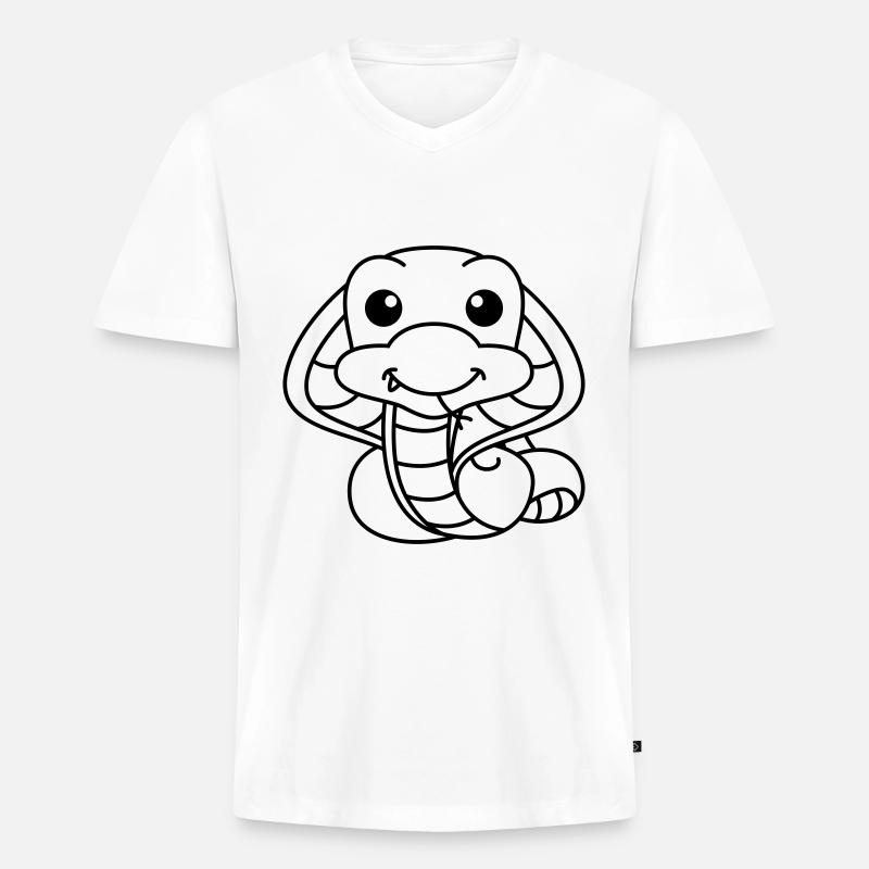 Schlange Kobra Comic Tier - Männer Premium Bio T-Shirt mit V-Ausschnitt - Weiß