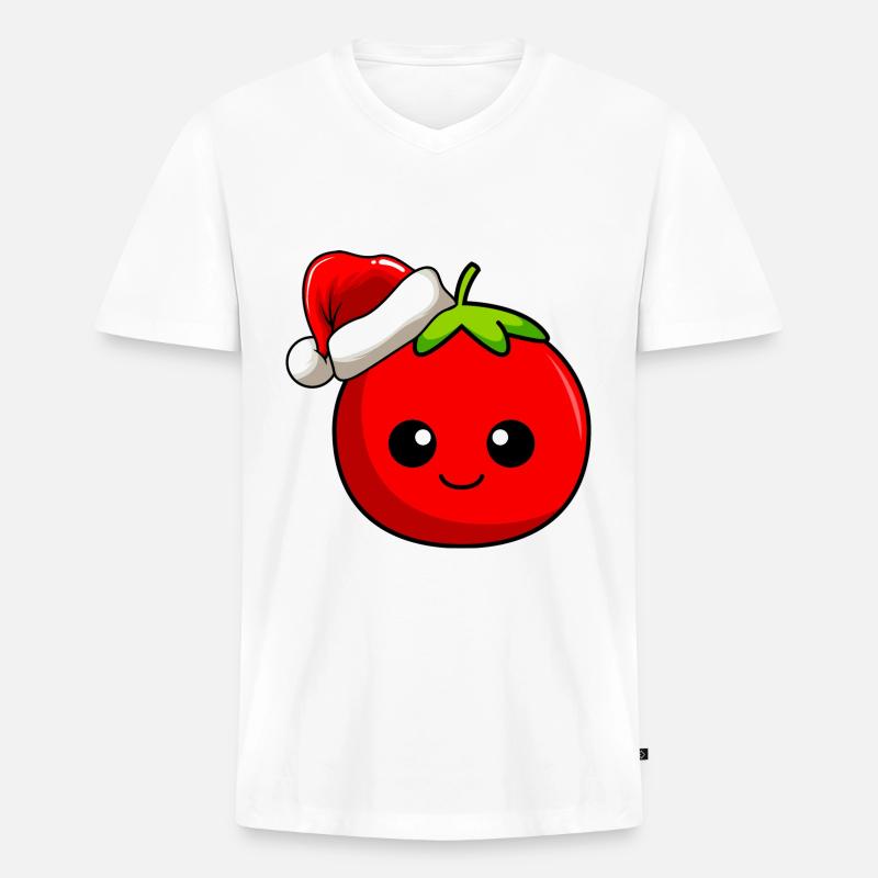 Tomate Weihnachten Comic Xmas - Männer Premium Bio T-Shirt mit V-Ausschnitt - Weiß