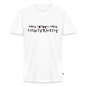 Lichterkette Sprüche - Männer Premium Bio T-Shirt mit V-Ausschnitt - Weiß - Vorne - Nico (187cm)