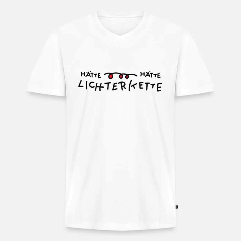 Lichterkette Sprüche - Männer Premium Bio T-Shirt mit V-Ausschnitt - Weiß