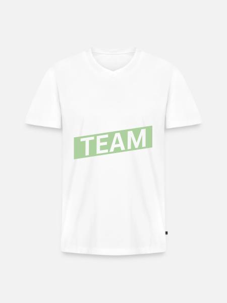 Équipe de course - T-shirt encolure en V Premium bio Homme - blanc