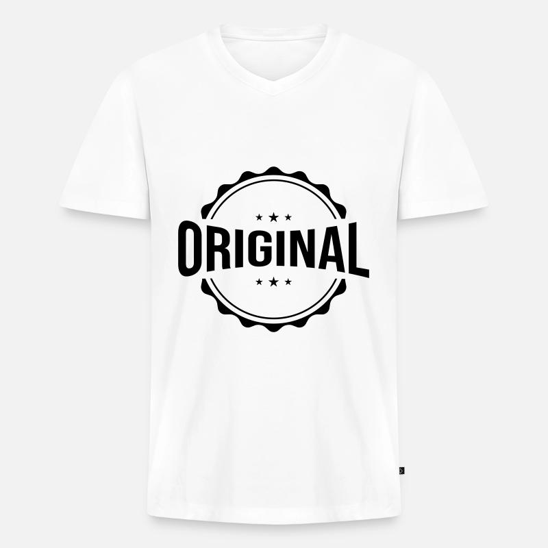 Original Emblem - Männer Premium Bio T-Shirt mit V-Ausschnitt - Weiß
