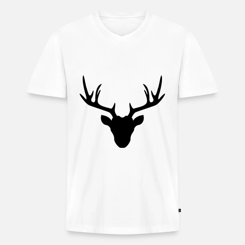 Reh Hirsch icon - Männer Premium Bio T-Shirt mit V-Ausschnitt - Weiß