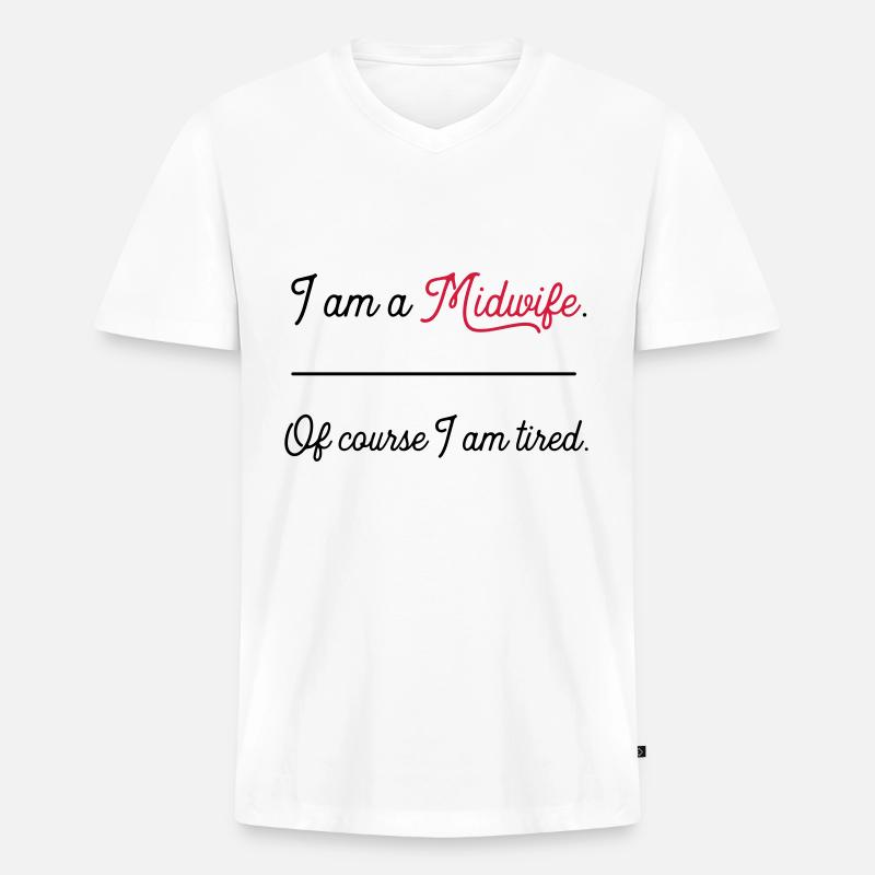 midwifetired - Männer Premium Bio T-Shirt mit V-Ausschnitt - Weiß