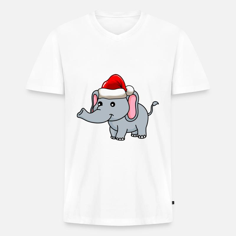 Elefant Weihnachten Comic - Männer Premium Bio T-Shirt mit V-Ausschnitt - Weiß