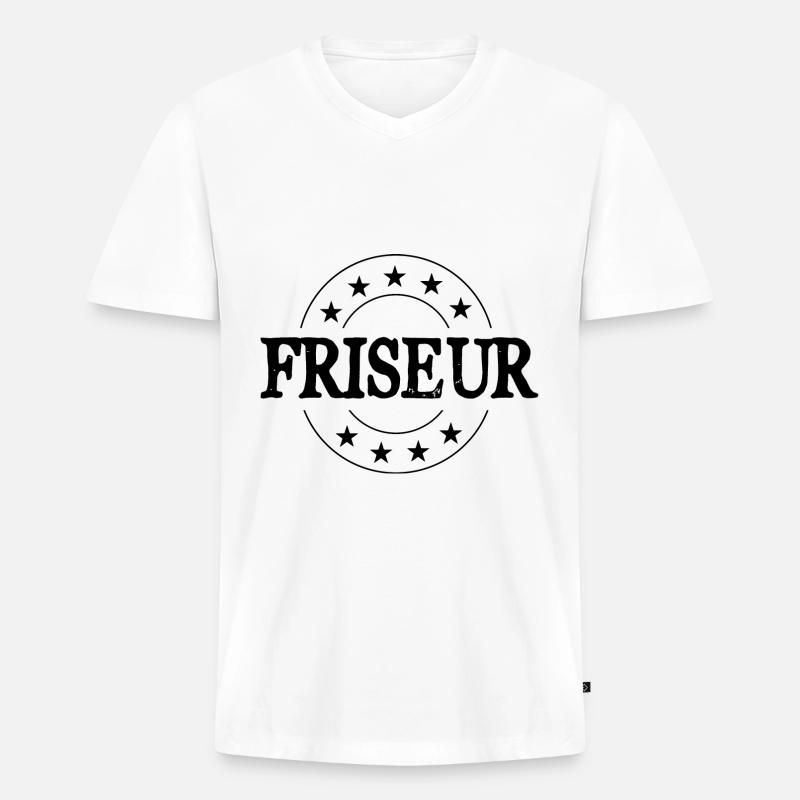 Friseur Beruf - Männer Premium Bio T-Shirt mit V-Ausschnitt - Weiß