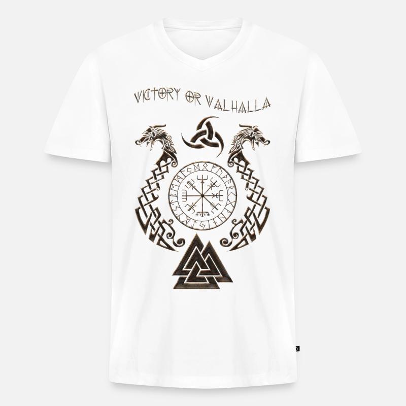 Wikinger-Symbol - Männer Premium Bio T-Shirt mit V-Ausschnitt - Weiß