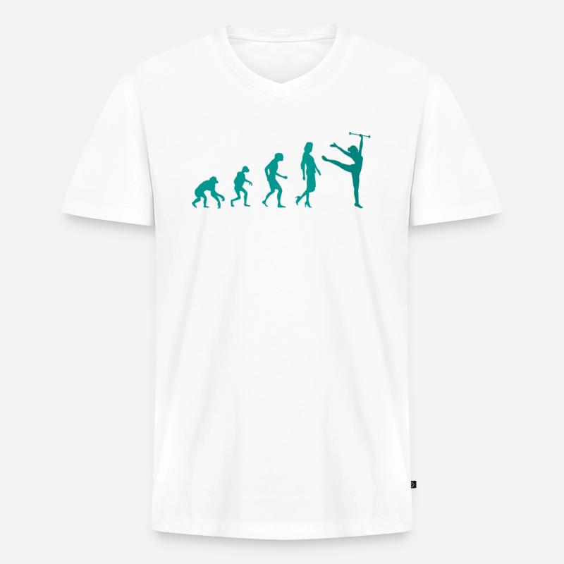 Gymnastik Evolution Tanz Turnen - Männer Premium Bio T-Shirt mit V-Ausschnitt - Weiß
