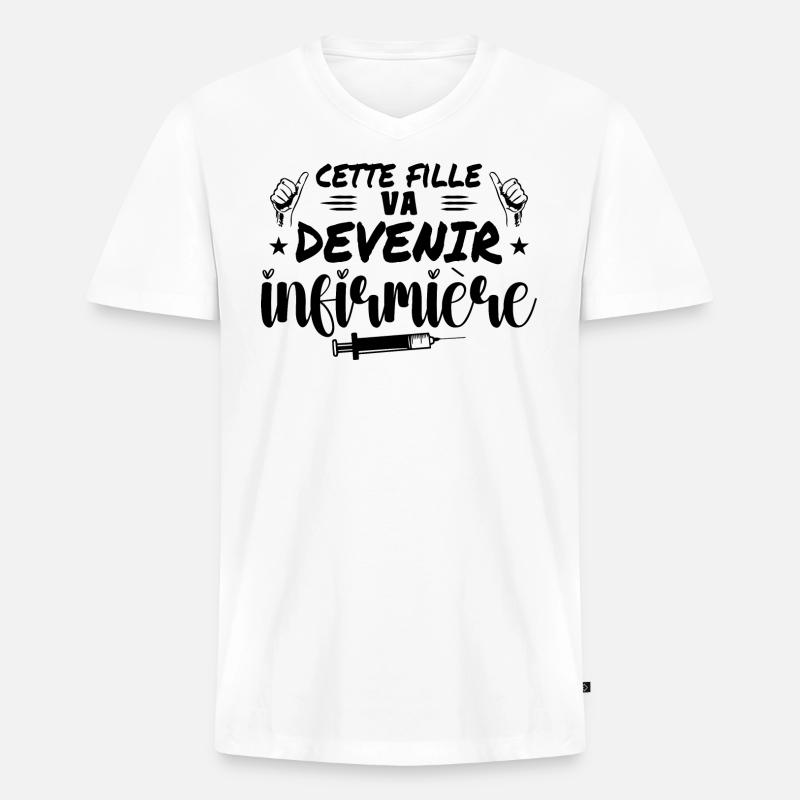 Dieses Mädchen wird Krankenschwester - Männer Premium Bio T-Shirt mit V-Ausschnitt - Weiß