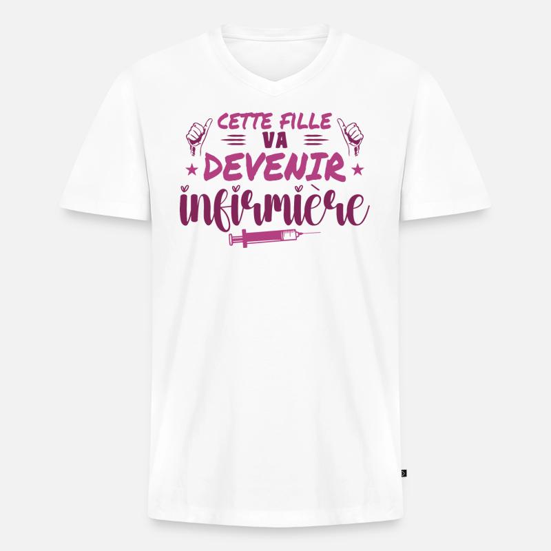 Dieses Mädchen wird Krankenschwester - Männer Premium Bio T-Shirt mit V-Ausschnitt - Weiß