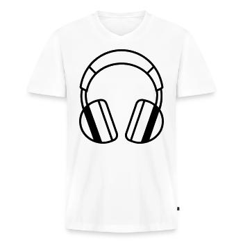 Gaming-Headset - Männer Premium Bio T-Shirt mit V-Ausschnitt - Weiß - Vorne - Nico (187cm)