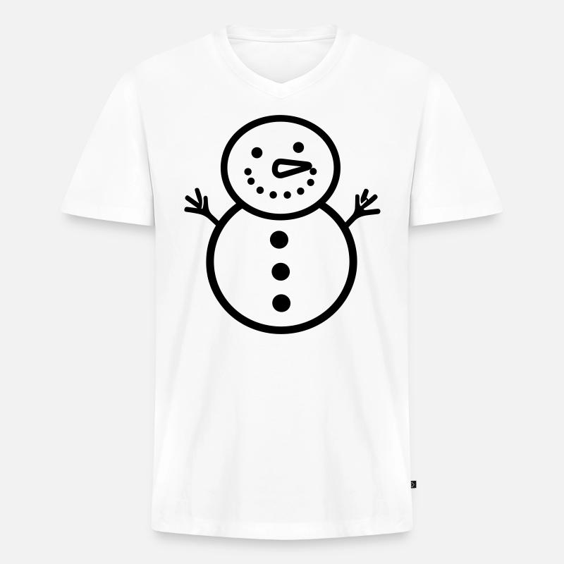 Schneemann - Männer Premium Bio T-Shirt mit V-Ausschnitt - Weiß