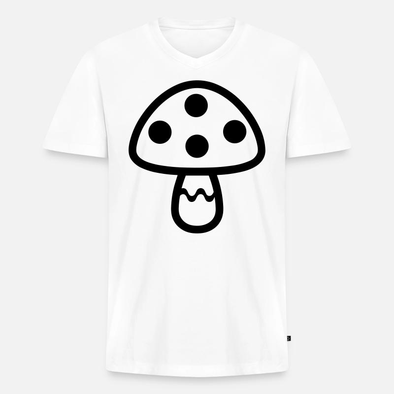 Pilz - Männer Premium Bio T-Shirt mit V-Ausschnitt - Weiß
