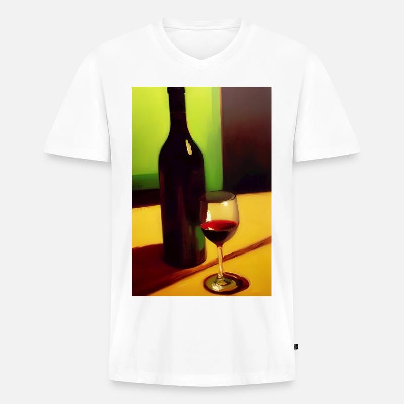 Wein Trinker - Männer Premium Bio T-Shirt mit V-Ausschnitt - Weiß