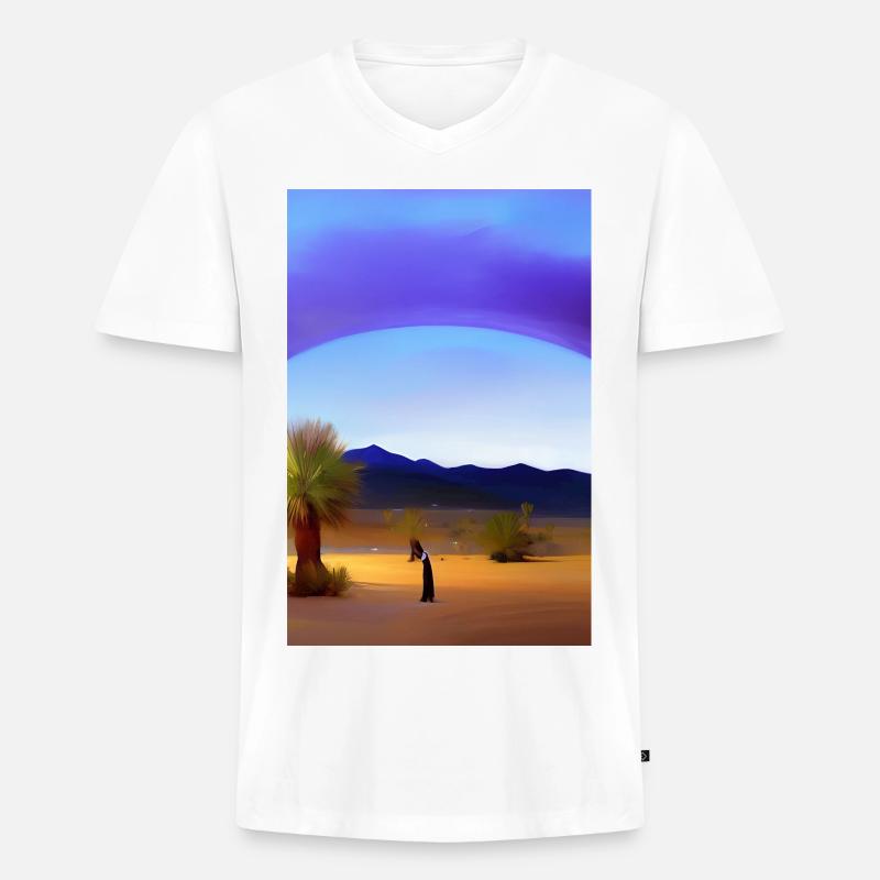 Arabische Wüste - Männer Premium Bio T-Shirt mit V-Ausschnitt - Weiß