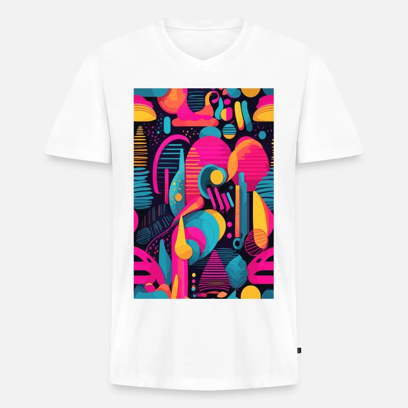 Modernes Abstraktes Muster - Männer Premium Bio T-Shirt mit V-Ausschnitt - Weiß