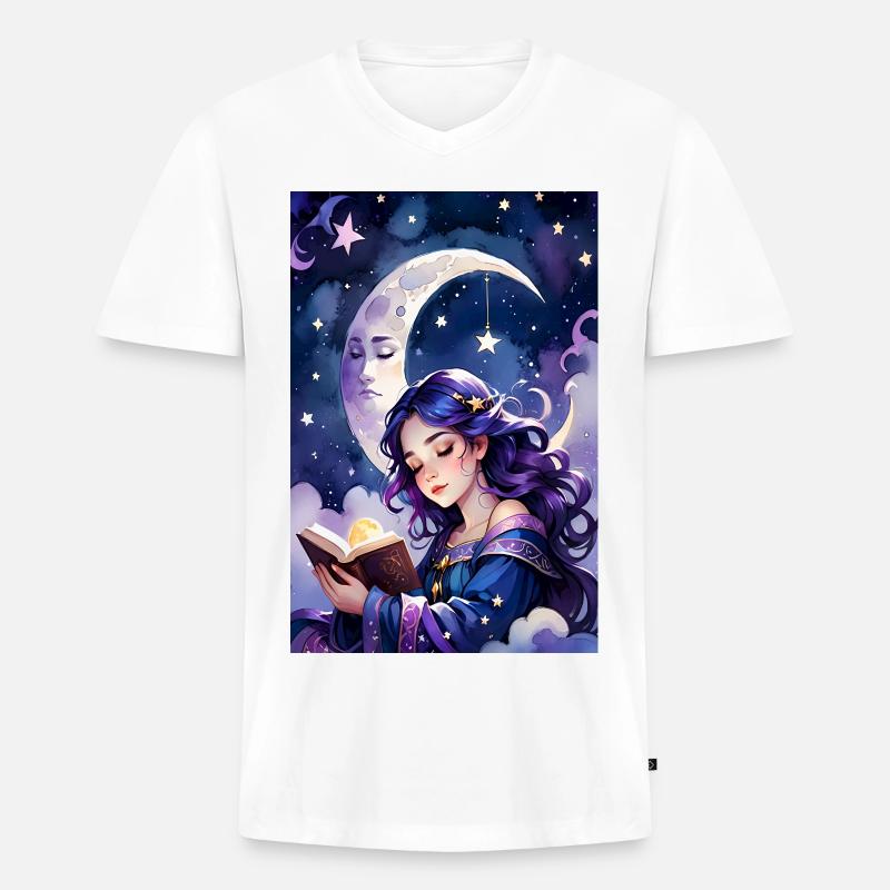 Lesen und Einschlafen - Männer Premium Bio T-Shirt mit V-Ausschnitt - Weiß
