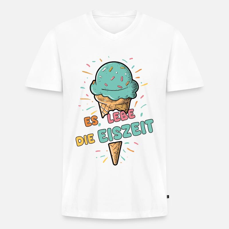 Es lebe die Eiszeit - Eiskugel - Männer Premium Bio T-Shirt mit V-Ausschnitt - Weiß