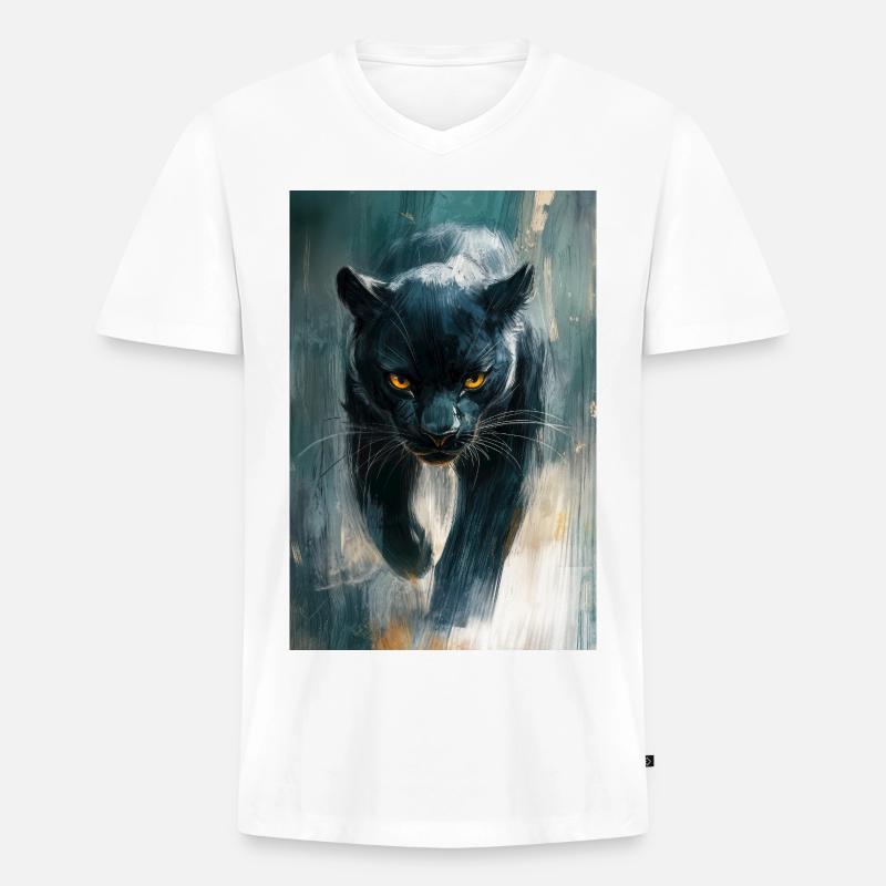 Illustration eines Panthers - Männer Premium Bio T-Shirt mit V-Ausschnitt - Weiß