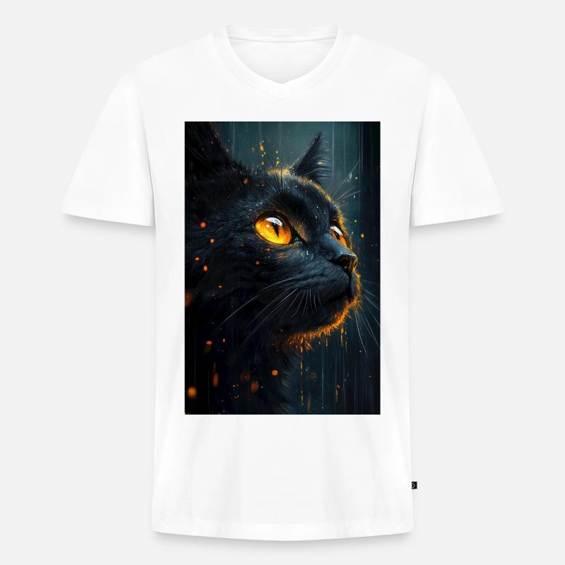 Illustration einer Katze - Männer Premium Bio T-Shirt mit V-Ausschnitt - Weiß