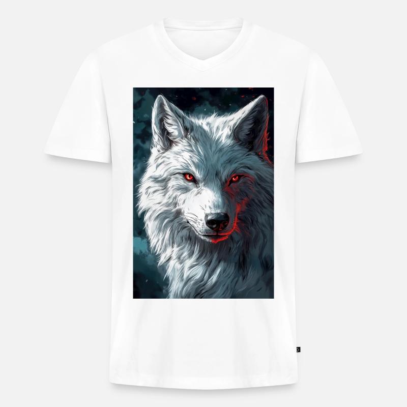 Illustration eines Wolfes - Männer Premium Bio T-Shirt mit V-Ausschnitt - Weiß