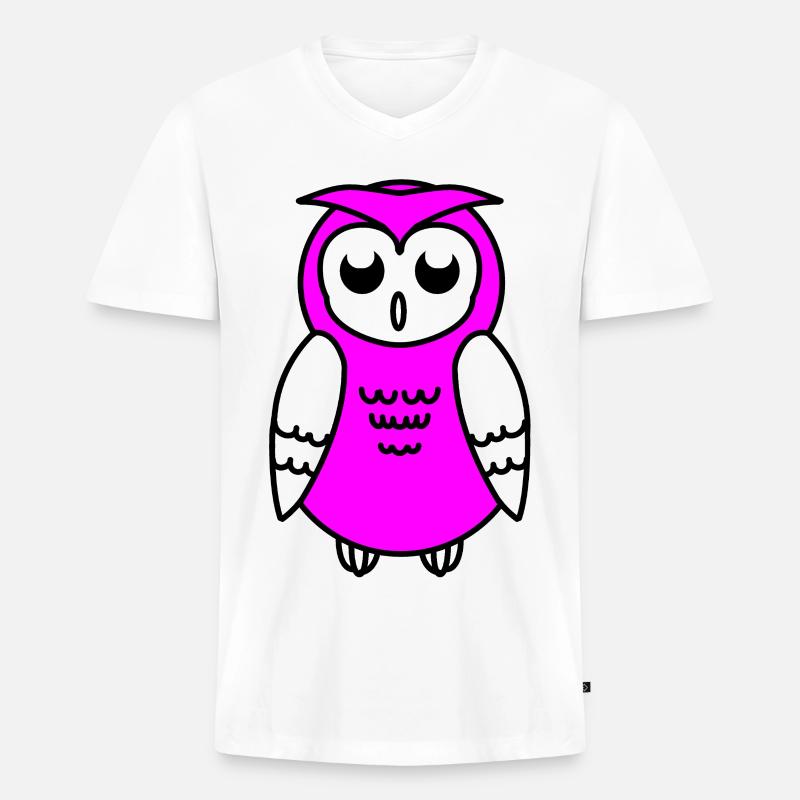 Eule - Männer Premium Bio T-Shirt mit V-Ausschnitt - Weiß