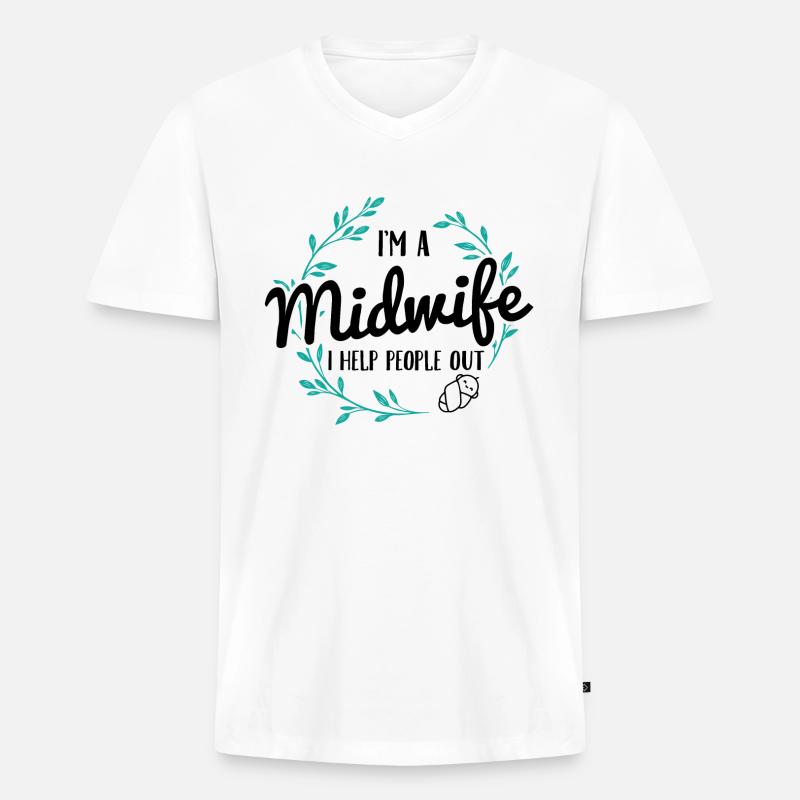 Hebamme | Hebammen Beruf Geburtshelfer Geschenke - Männer Premium Bio T-Shirt mit V-Ausschnitt - Weiß