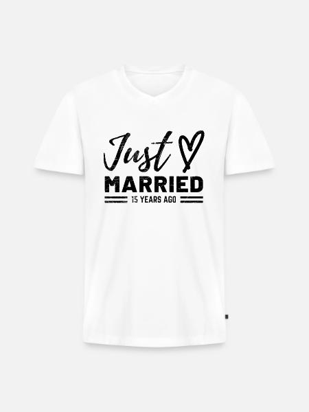 15th wedding anniversary - Men's Premium Organic T-shirt with V-neck - white