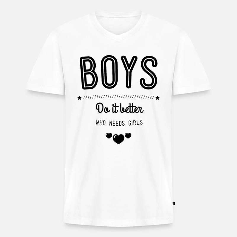 Boys do it better - Männer Premium Bio T-Shirt mit V-Ausschnitt - Weiß