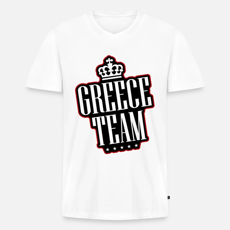 Greece Team - Männer Premium Bio T-Shirt mit V-Ausschnitt - Weiß