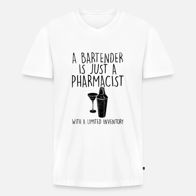 Bartender - Men's Premium Organic T-shirt with V-neck - white