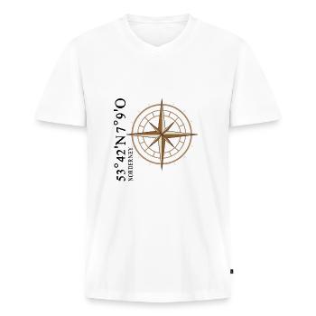 Norderney Coordinates Island - Men's Premium Organic T-shirt with V-neck - white - Front - Nico (187cm)