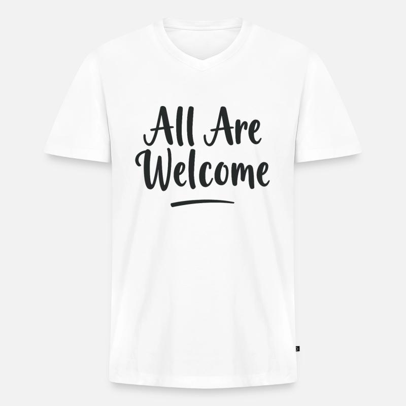 All Are Welcome - Männer Premium Bio T-Shirt mit V-Ausschnitt - Weiß