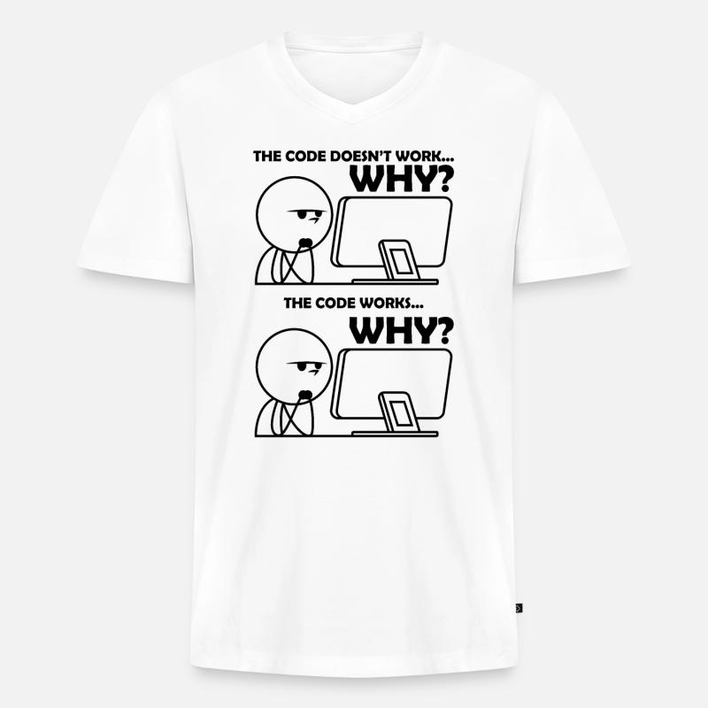 Programming Code Funny - Men's Premium Organic T-shirt with V-neck - white