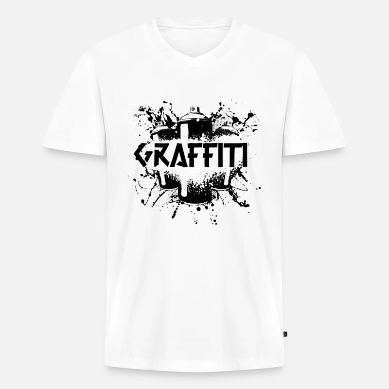 Graffiti Sprayer - Männer Premium Bio T-Shirt mit V-Ausschnitt - Weiß