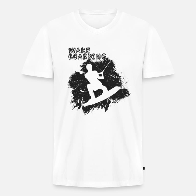 Wakeboarder - Männer Premium Bio T-Shirt mit V-Ausschnitt - Weiß