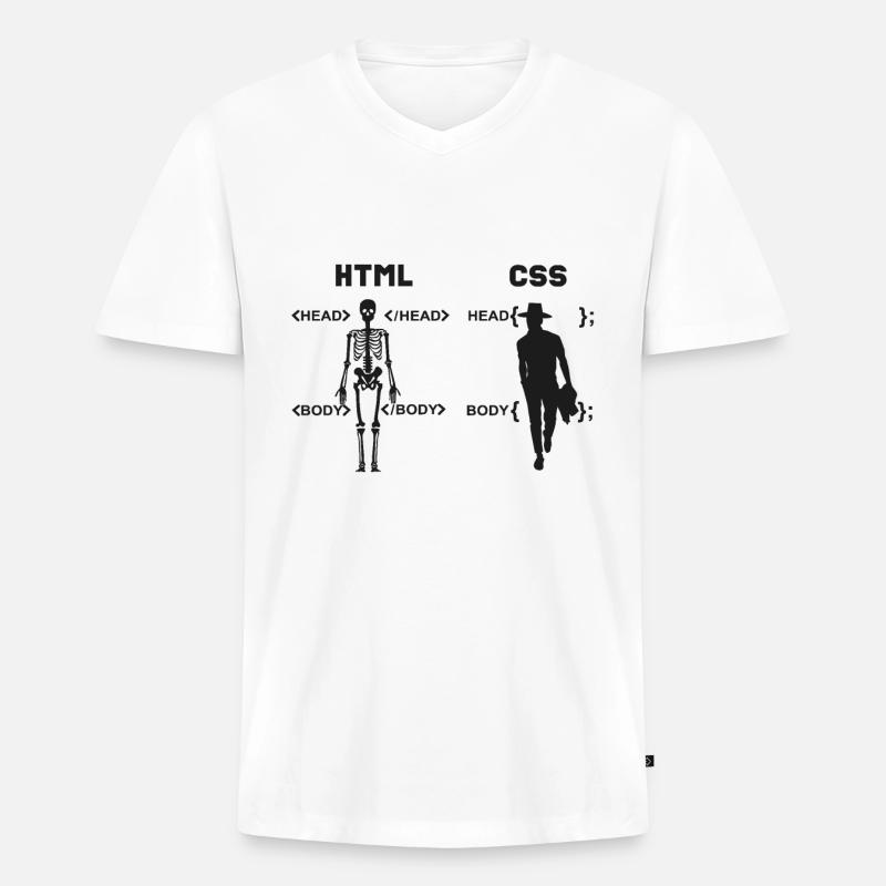 HTML vs CSS Programmiersprache - Männer Premium Bio T-Shirt mit V-Ausschnitt - Weiß