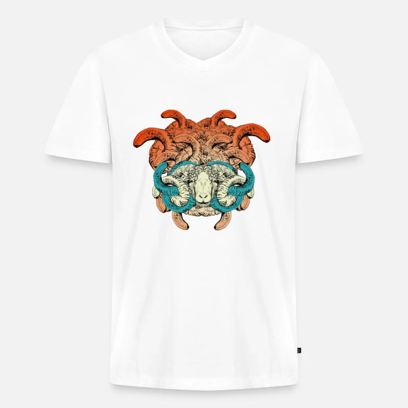 Khnum - Männer Premium Bio T-Shirt mit V-Ausschnitt - Weiß
