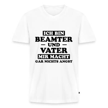 Beamter Lustiger Spruch Verbeamtung Büro Geschenk - Männer Premium Bio T-Shirt mit V-Ausschnitt - Weiß - Vorne - Nico (187cm)