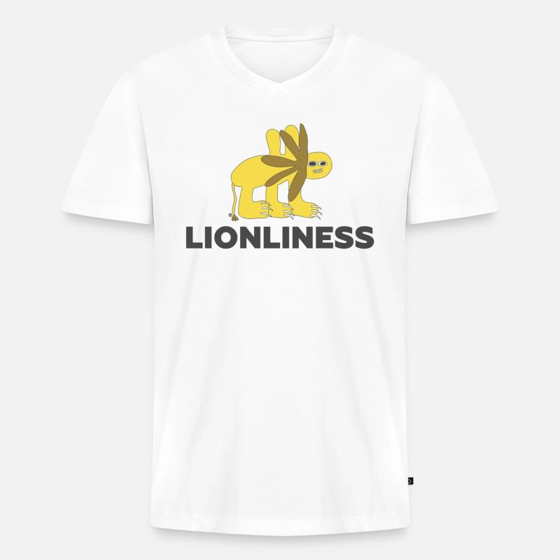 LIONLINESS - Nur Löwe Außenseiterkunst - Männer Premium Bio T-Shirt mit V-Ausschnitt - Weiß