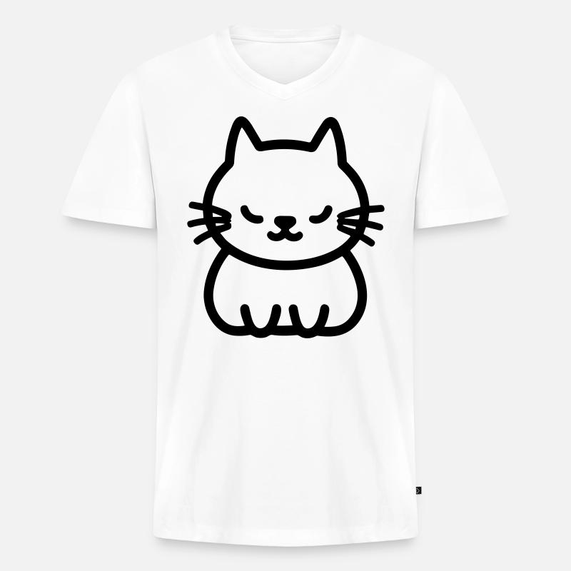 Katze - Männer Premium Bio T-Shirt mit V-Ausschnitt - Weiß