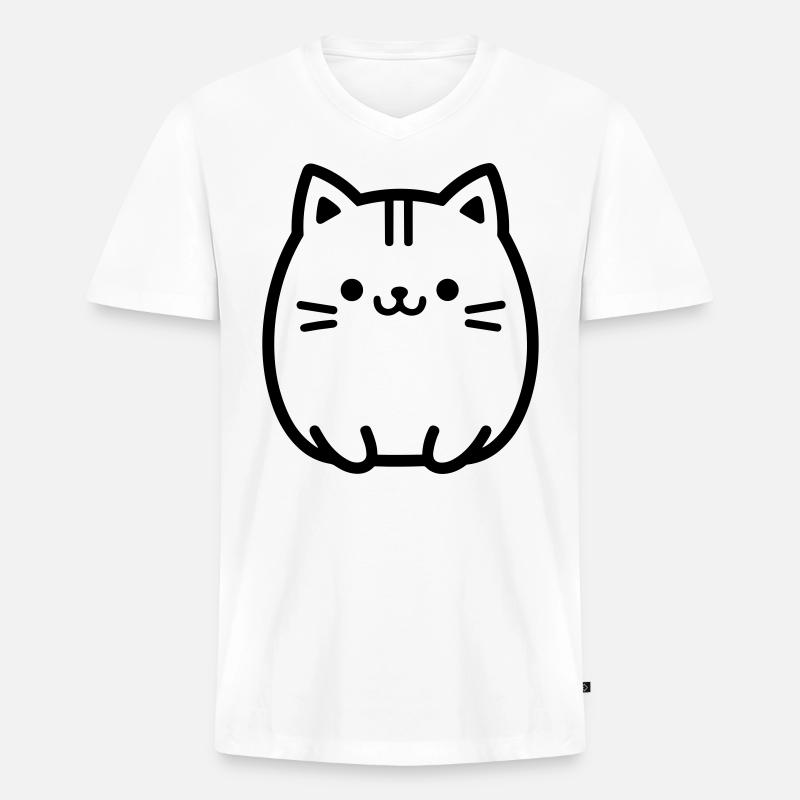 Katze - Männer Premium Bio T-Shirt mit V-Ausschnitt - Weiß